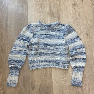 Target wild fable blue and white cropped sweater